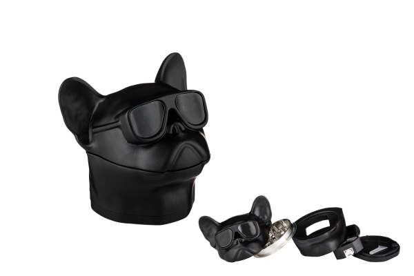 1 Metall Grinder/Pollinator 4-part ø 68mm Hund mit Brille schwarz